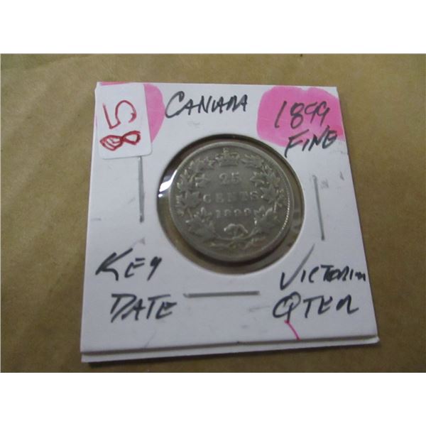 1899 FINE VICTORIAN KEY DATE CANADA SILVER QUARTER