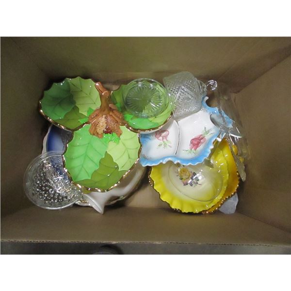 BOX C/W DISHES, ETC