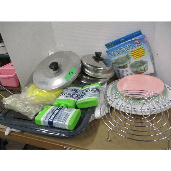 BOX C/W POTS, PANS, ETC