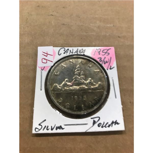 1955 - 3 WATERLINE CANADA SILVER DOLLAR