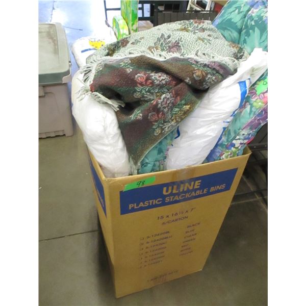 ESTATE:  BOX C/W CUSHIONS, ETC