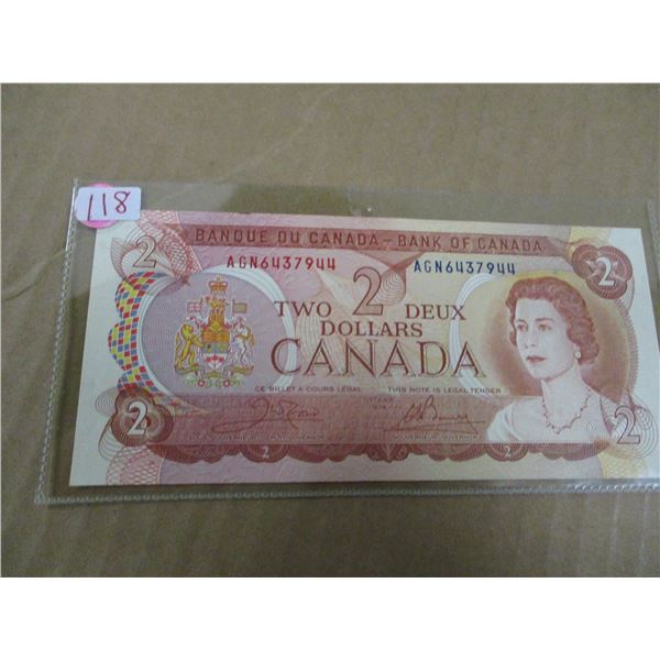 1974 CRIPS UNCIRCULATED LAST OF MULTI COLORED $2 BILLS
