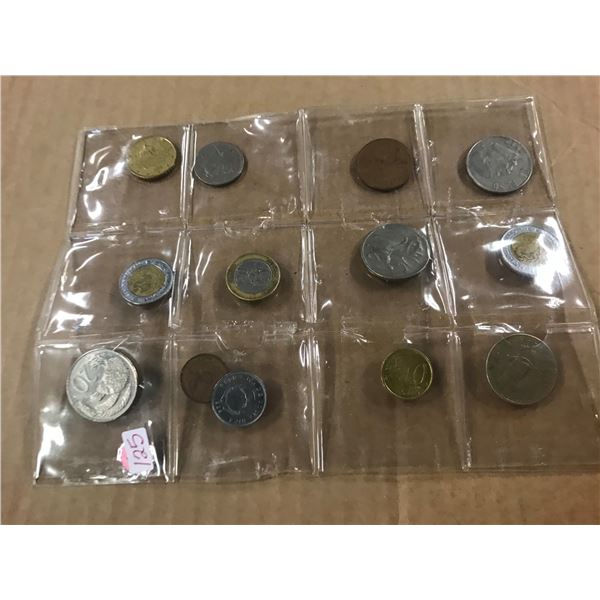STOCK SHEET OF 12 WORLD COLLECTABLE COINS