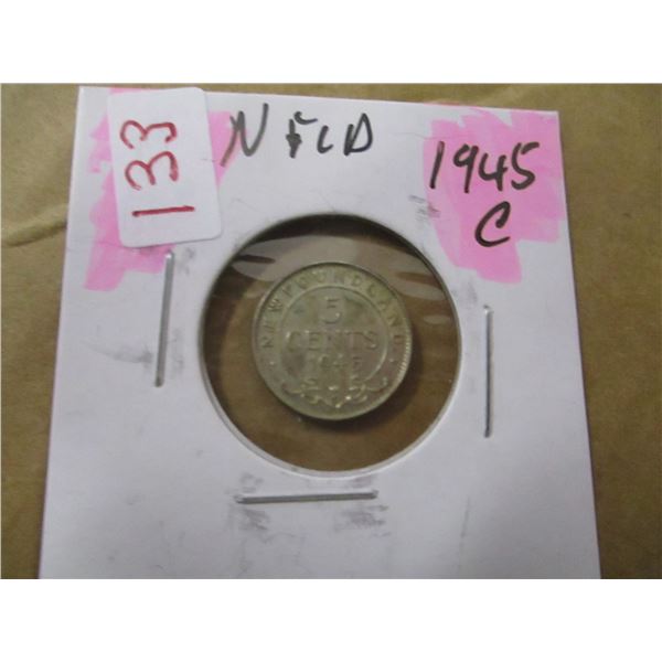 1945C NEWFOUNDLAND SILVER 5 CENT