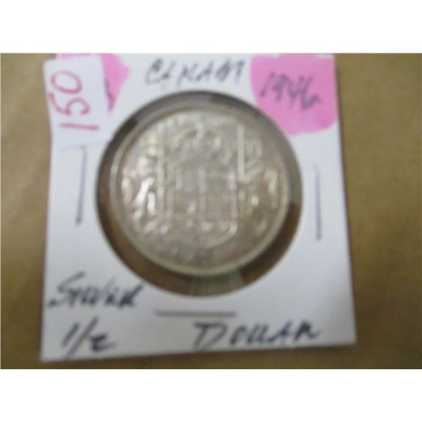 1946 KING GEORGE VI CANADA SILVER HALF DOLLAR
