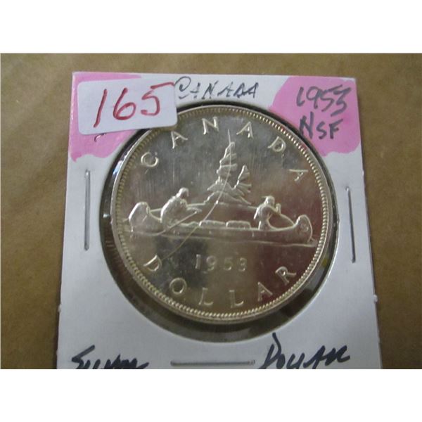 1953 (NO SHOULDER FOLD) UNCIRCULATED CANADA SILVER DOLLAR