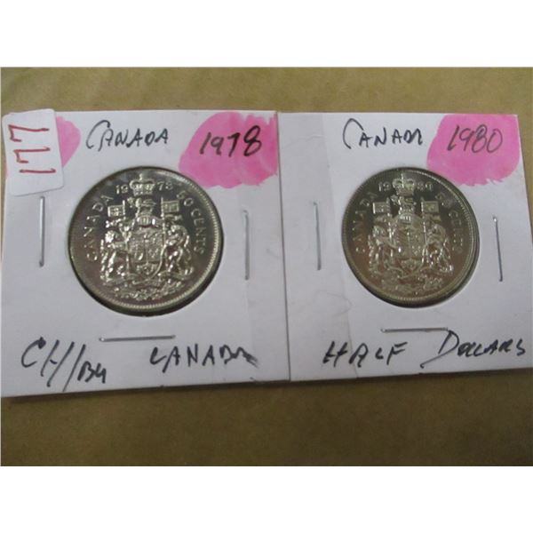 1978 - 1980 PROOF CANADA HALF DOLLARS