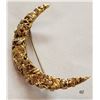 Image 1 : Large 18K Gold And Gold Nugget Crescent Moon Pin