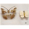 Image 1 : Lucite Butterfly Brooch With Real Gold Nuggets And Ivory And Gold Nugget Butterfly Pendant
