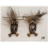 Image 1 : 925 Silver Tribal Mask And Gold Nugget Earrings With Hair And Beard Head With Beak On Forehead