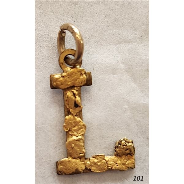 Small Gold Nugget Initial "L" Charm