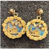 Image 1 : 14K Gold Opal And Gold Nugget Log Cabin Earrings