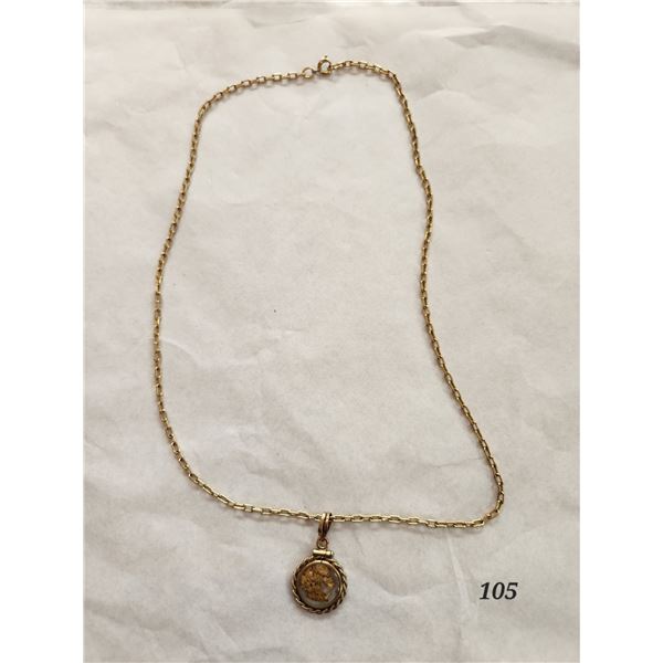 Placer Gold Nugget Encased Charm Necklace