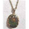 Image 2 : 14K Gold Ammolite Necklace And Earring Set