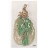 Image 1 : 18K Gold Carved Jade Pendant
