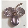 Image 1 : 9Ct Gold And Amethyst Clover Brooch