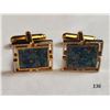 Image 1 : Gold Plated Opal Mosaic Cuff Links