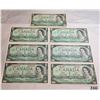 Image 1 : 7 Vintage Canadian One Dollar Bills