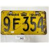 Image 1 : 1940 Ontario License Plate