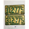 Image 1 : Pair Of Centenary British Columbia License Plates 1858-1958