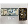 Image 1 : 1961 Vancouver Vehicle Plate And 1954 Add On Plate