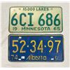 Image 1 : 2 License Plates, 1974 Alberta And 1965 Minnesota