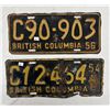 Image 1 : 2 British Columbia License Plates, 1954 And 1956