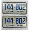 Image 1 : Pair Of 1976 Saskatchewan License Plates