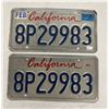 Image 1 : Pair Of California License Plates