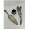 Image 1 : Silver Plated Cake Knife, Silver Plated Open Salt Dish, And Poultry Shears