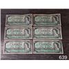 Image 1 : 6 Vintage Canadian One Dollar Bills