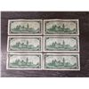 Image 2 : 6 Vintage Canadian One Dollar Bills