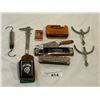 Image 1 : Assorted Collectibles, Harmonicas, Fish Hooks, Spurs, Scale, Etc…