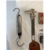 Image 2 : Assorted Collectibles, Harmonicas, Fish Hooks, Spurs, Scale, Etc…