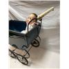 Image 3 : Vintage Navy Blue Baby Pram With Doll