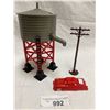 Image 1 : 3 Model Train Pieces, Car, Water Tower, And Telephone Pole