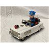Image 1 : Tin Litho Japanese Police Car Has Missing Pieces, Battery Cover, Arm