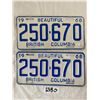 Image 1 : Pair Of 1968 British Columbia License Plates