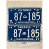 Image 1 : Pair Of 1967 Ontario License Plates