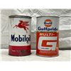 Image 3 : 2 Vintage Oil Cans, Mobil Oil And Gulf