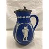 Image 1 : Rare Dark Blue Wedgwood Water Pitcher With Metal Lid
