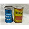 Image 2 : 2 Vintage Oil Cans, Rislone, Allstate Motor Oil Tin