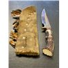 Image 2 : Antler Handled Knife With Raw Hide Sheath