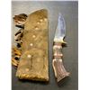 Image 3 : Antler Handled Knife With Raw Hide Sheath