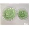 Image 1 : 6 Assorted Engraved Uranium Glass Plates, 3 Small, 3 Large