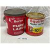 Image 1 : 2 Vintage Tins, Burns Pure Lard, And Squirrel Peanut Butter