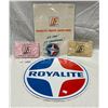 Image 1 : Assorted Royalite Collectibles, Sign, Patches, Sponge, Etc.…