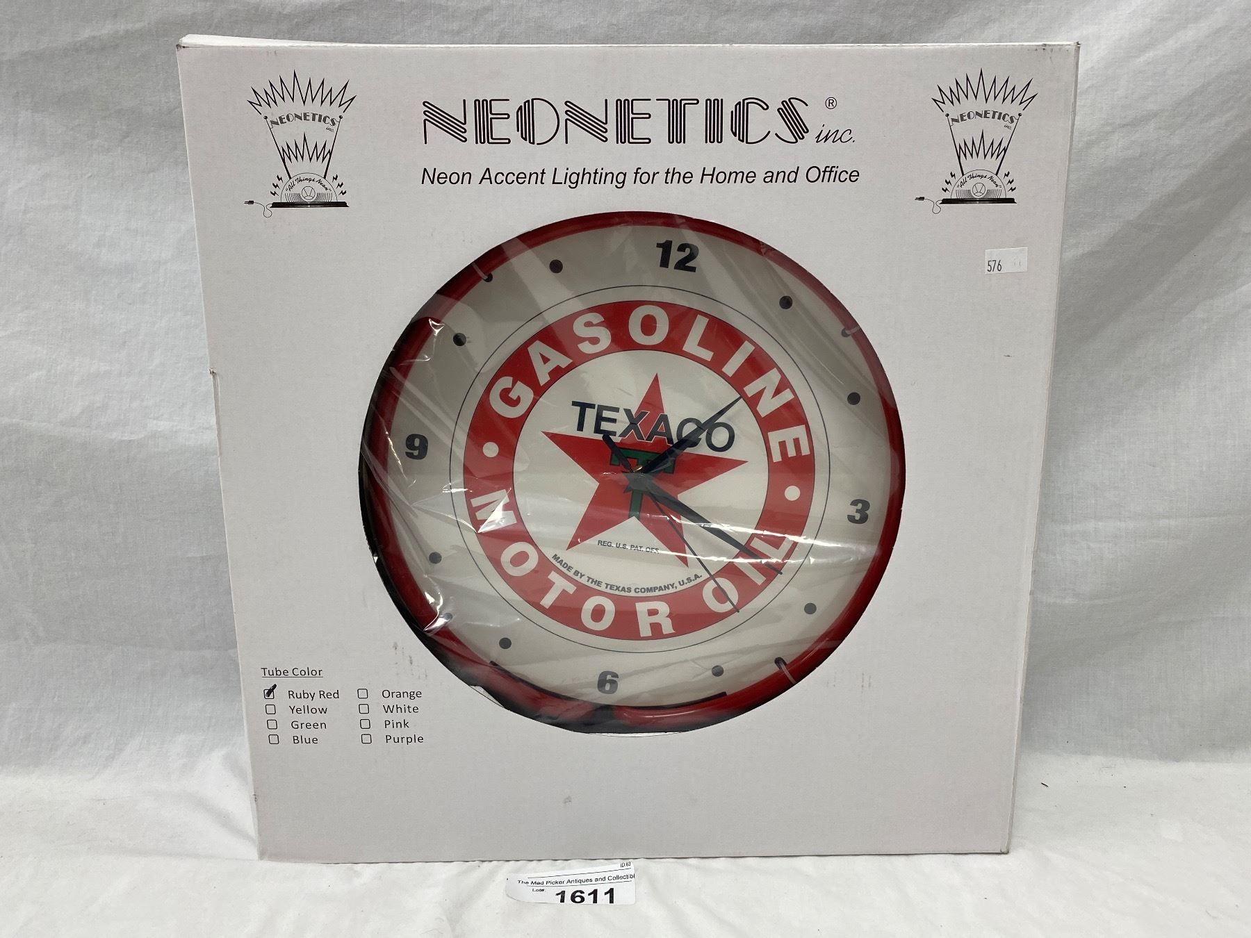 Neonetics Ruby Red Texaco Gasoline Neon Clock In Original Box - Test Site
