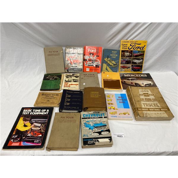 Assorted Vintage Car Repair Books And Manuals