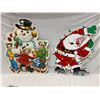 Image 1 : 2 Vintage Christmas Signs, Frosty The Snowman, And Santa Tangled In Lights